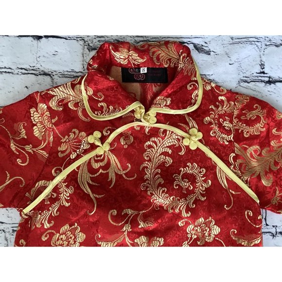 Chinese New Year Baby Boy Girl Shirt Pants Set Red Satin Outfit Size M Kids NWOT - Picture 7 of 16
